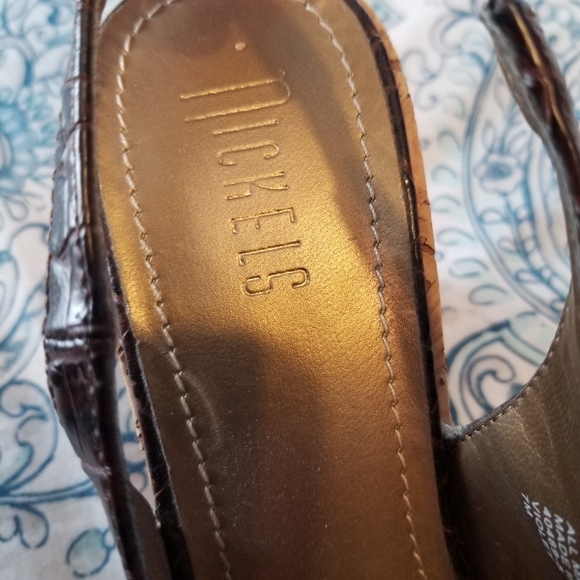 Nickels Crocodile Patterned Peep-toe Wedges - Picture 4 of 8